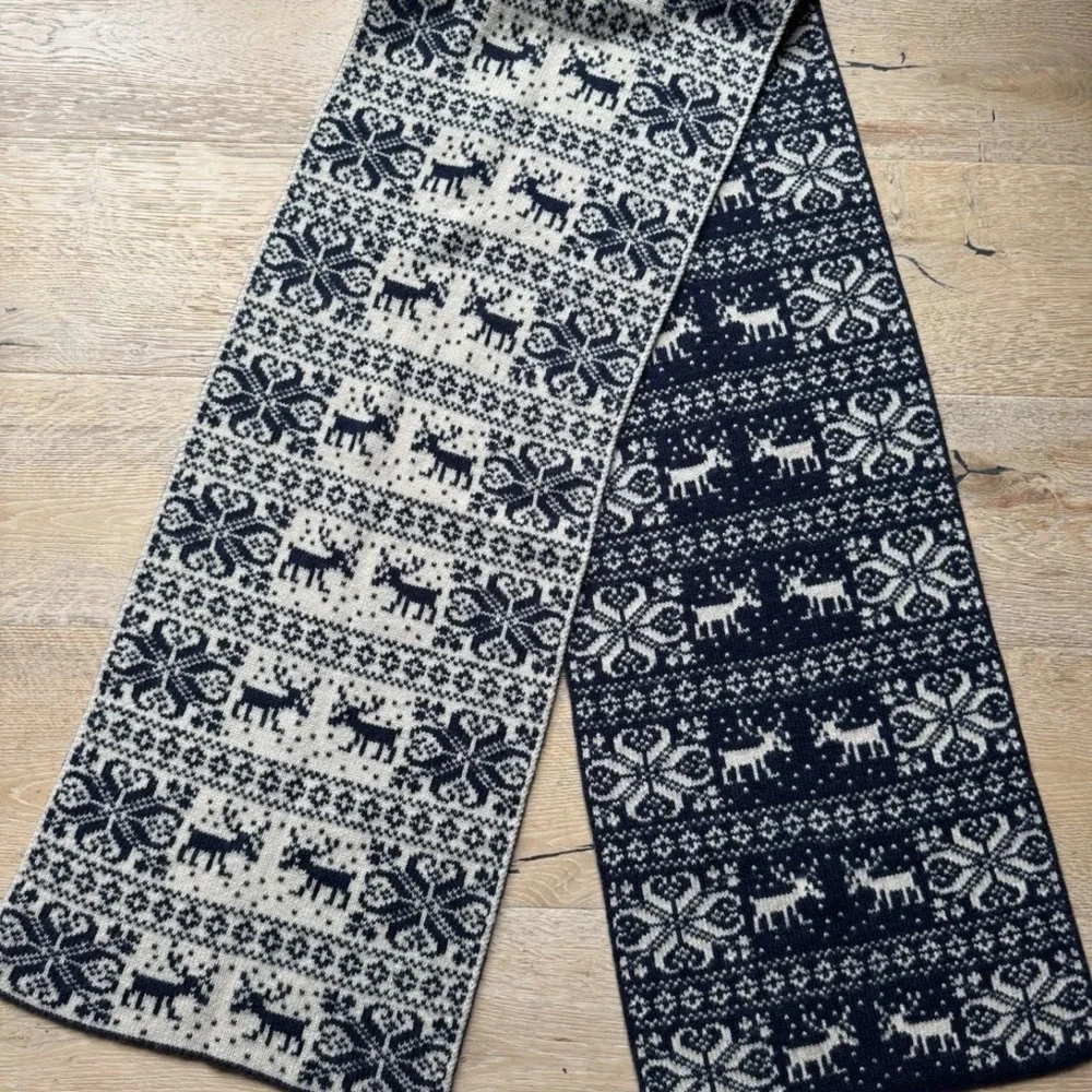 🔥FAIR ISLE Nordic Large Reversible scarf STUNNING! Price Firm!